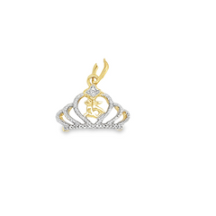 10KT YELLOW GOLD 0.05 CTTW DIAMOND QUINCEAñERA TIARA PENDANT
