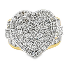 10K YELLOW GOLD ROUND DIAMOND HEART BRIDAL WEDDING RING SET 4.0 CTTW