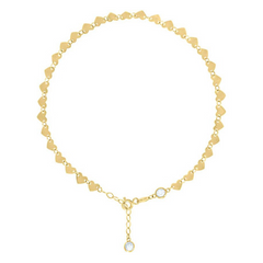 10kt Yellow Gold Womens Cubic-Zirconia Heart Link Anklet Size 9 + 1 In