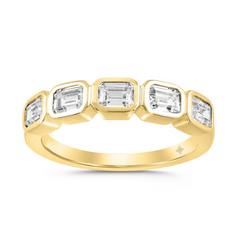 LADIES BAND 1CT EMERALD LAB DIAMOND 14K YELLOW GOLD