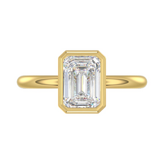 LADIES SOLITAIRE RING 3.05CT EMERALD LAB DIAMOND 14K YELLOW GOLD (CENT