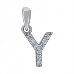 925 Sterling Silver Cubic-Zirconia Initial Y Charm Pendant