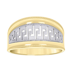 10kt Two-tone Gold Womens Greek Key Ring