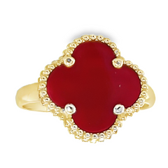10KT Gold Carnalian Flower Ring. Carnelian is considered a lucky stone, capable of boosting self-esteem, creativity, motivation, love, passion, and courage.
