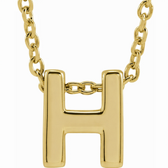 10KT Yellow Gold Initial H Necklace 17+1 Inches