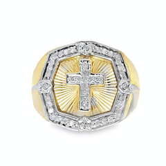 10KT GOLD 0.25CT DIAMOND CROSS RING