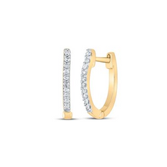10k Yellow Gold Round Diamond Hoop Earrings 1/10 Cttw