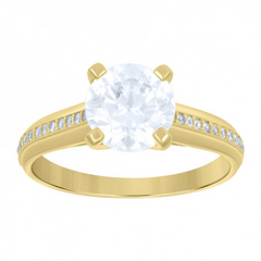 10kt Yellow Gold Womens Cubic-Zirconia Engagement Ring