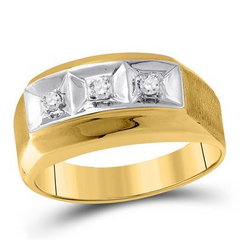 10k Yellow Gold Round Diamond 3-stone Ring 1/10 Cttw