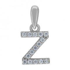 925 Sterling Silver Cubic-Zirconia Initial Z Charm Pendant