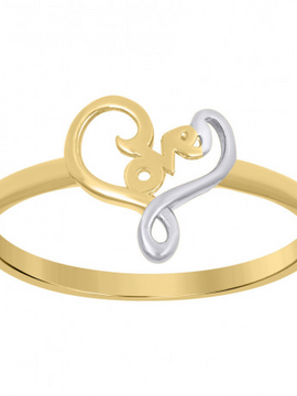 10kt Two-Tone Gold Womens Love Heart Love Ring