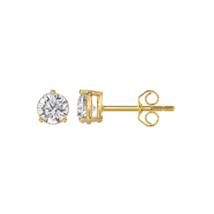 14K YELLOW GOLD 1CT ROUND DIAMOND SOLITAIRE EARRINGS
