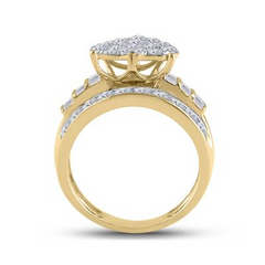 10K YELLOW GOLD ROUND DIAMOND HEART BRIDAL ENGAGEMENT RING 2 CTTW
