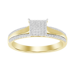 ENGAGEMENT RING 0.20CT ROUND DIAMOND 10K YELLOW GOLD
