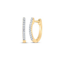 10k Yellow Gold Round Diamond Hoop Earrings 1/12 Cttw