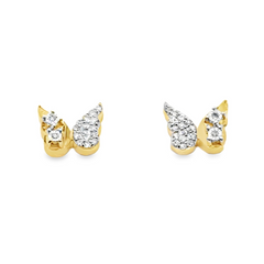 10k Yellow Gold Round Diamond Butterfly Earrings 1/10 Cttw