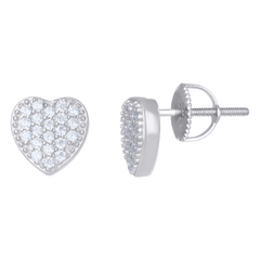 925 Sterling Silver Womens Cubic-Zirconia Heart Stud Earrings