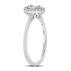 14K ROSE GOLD ROUND DIAMOND OVAL CLUSTER RING 1/6 CTTW