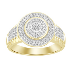 MEN'S RING 0.25CT ROUND DIAMOND 10K YELLOW GOLD WATCH INSPIRED RING