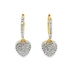 Lady's Yellow 10 Karat Heart Huggie Earrings CTW: 0.6