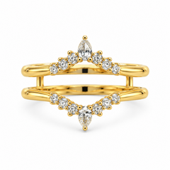 14KT Yellow Gold 0.42CTTW Lab-Diamond Guard Wrap Enhancer Band (Not-Ce