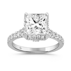 LADIES RING 2 3/4CT ROUND/PRINCESS DIAMOND 14K WHITE GOLD (CENTER STONE PRINCESS DIAMOND 2CT
