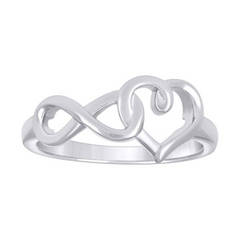 925 Sterling Silver Womens Infinity Love Heart Ring Size 7