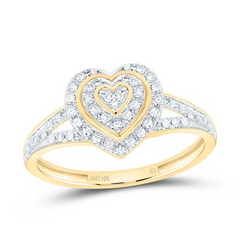 10KT YELLOW GOLD 1/5CTW NATURAL DIAMOND HEART RING