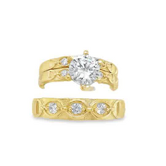 10KT YELLOW GOLD CZ TRIO SETS