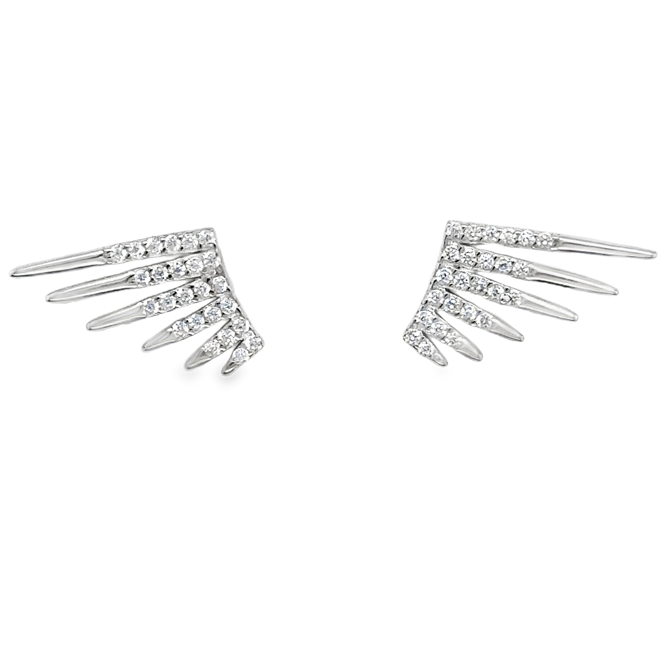 Sterling Silver Spikes Climber Crawler Earrings CZ