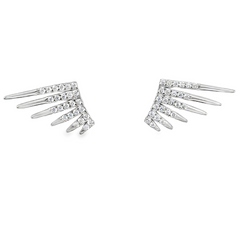 Sterling Silver Spikes Climber Crawler Earrings CZ