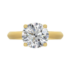 LADIES SOLITAIRE RING 4CT ROUND DIAMOND 14K YELLOW GOLD