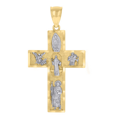 10kt Two-tone Gold Mens Cross Religious Charm Pendant