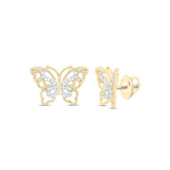10KT GOLD 1/6CTW NATURAL DIAMONDS BUTTERFLY EARRINGS