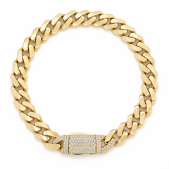 10KT Yellow Gold 9mm Miami Cuban Monaco Bracelet 8.5