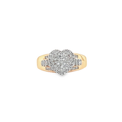 10K YELLOW GOLD ROUND DIAMOND HEART BRIDAL WEDDING RING 0.50 CTW