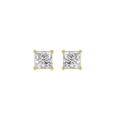 14K YELLOW GOLD 1CT PRINCESS DIAMOND SOLITAIRE EARRINGS