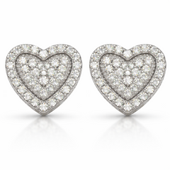10KT Gold 10MM Heart Earrings with CZ