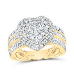 10KT YELLOW GOLD 1CTW NATURAL DIAMOND HEART RING