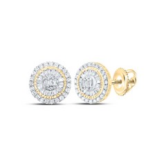 10KT GOLD 3/4CTW-NATURAL DIAMONDS ROUND BAGUETTE EARRING