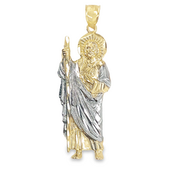 10KT Gold St. Jude San Judas Pendant 37MM + Bail