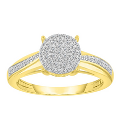 LADIES RING 0.25CT ROUND DIAMOND 10K YELLOW GOLD