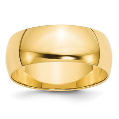 10KT Yellow Gold Polished 8mm Band Size 8