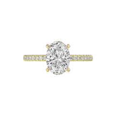 14K YELLOW GOLD 2 1/5CT ROUND/OVAL Certified Lab-Created DIAMOND ENGAG