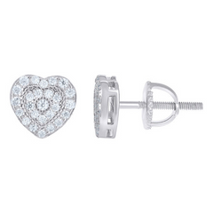 925 Sterling Silver Cz Heart Earrings