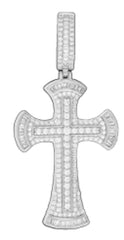 925 Sterling Silver Mens Cubic-Zirconia Cross Religious Charm Pendant