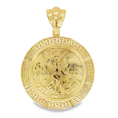 10KT Gold Greek Centenario Bezel with 10KT Gold Coin. Regular Size.