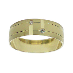 10KT Yellow Gold 6MM Wedding Band with Cubic Zirconias