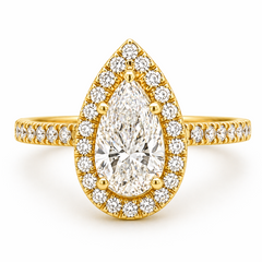 2.26CTTW Certified Lab-Created Pear Shape Diamond Halo Engagement Ring