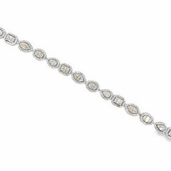 14KT YELLOW GOLD 2.00CT ROUND/BAGUETTE DIAMOND LADIES BRACELET